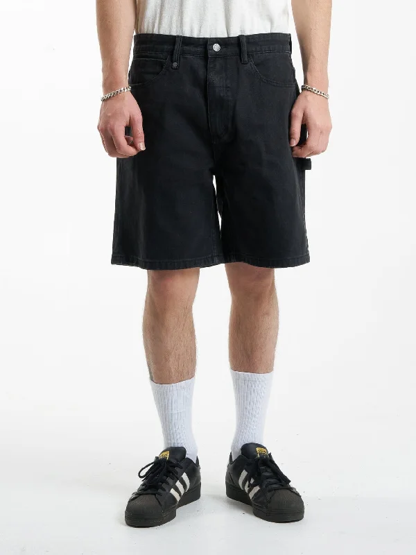 Plain Shorts-Slacker Denim Short - Dusk Black