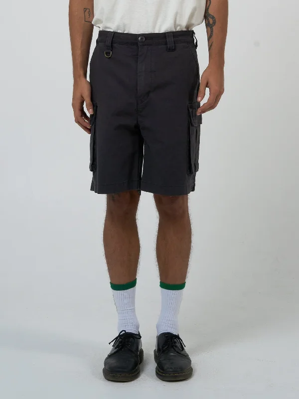 Slim Fit Denim Shorts-Century Slacker Cargo Short - Black