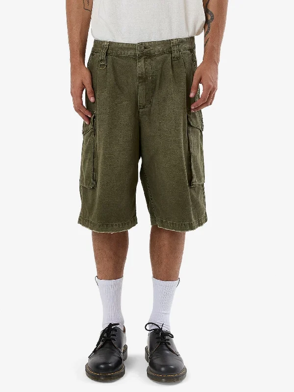 Relaxed Fit Sports Shorts-Issued Big Slacker Cargo Short - Grape Leaf