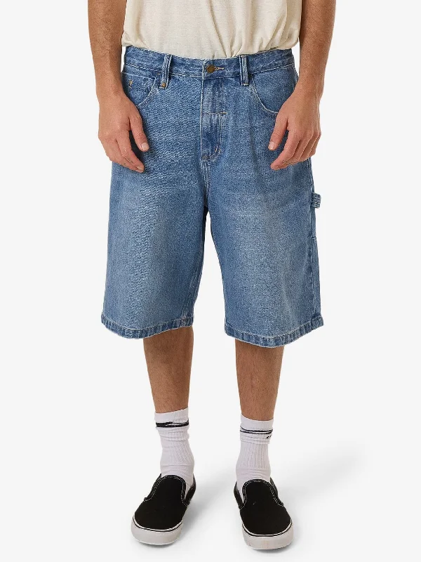 Summer Beach Shorts-Big Slacker Denim Short - Long Ago Blue