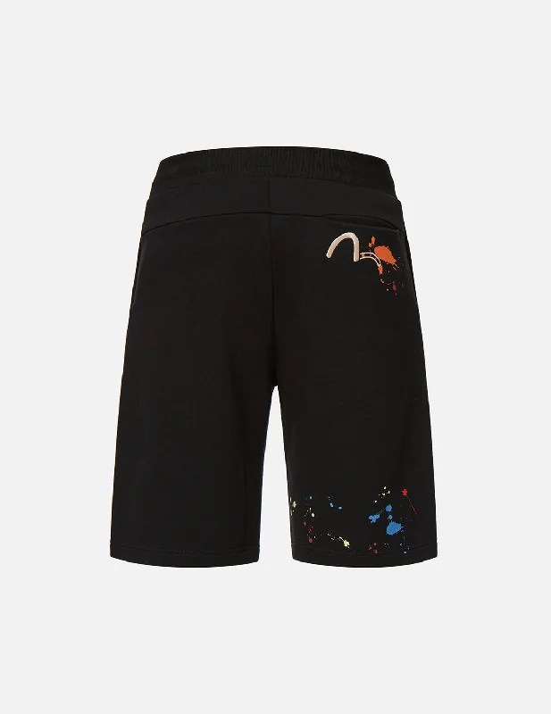 Sporty Board Shorts-Seagull Embroidery Paint-splattered Sweat Shorts