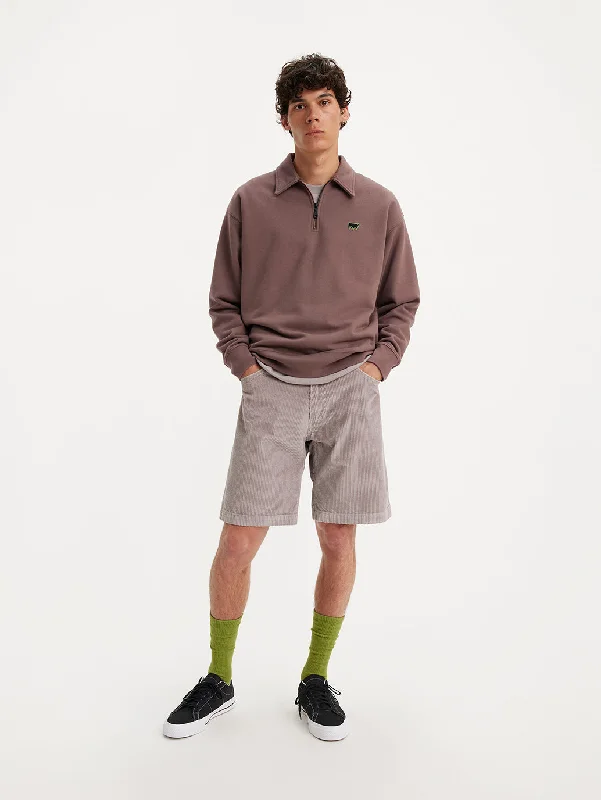 Patterned Denim Shorts-Men's Grey Slim Fit Shorts