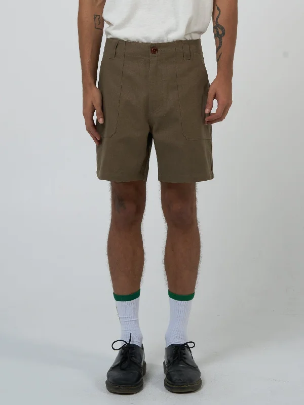 Zip Pocket Shorts-Hemp Thrills Utility Short - Desert