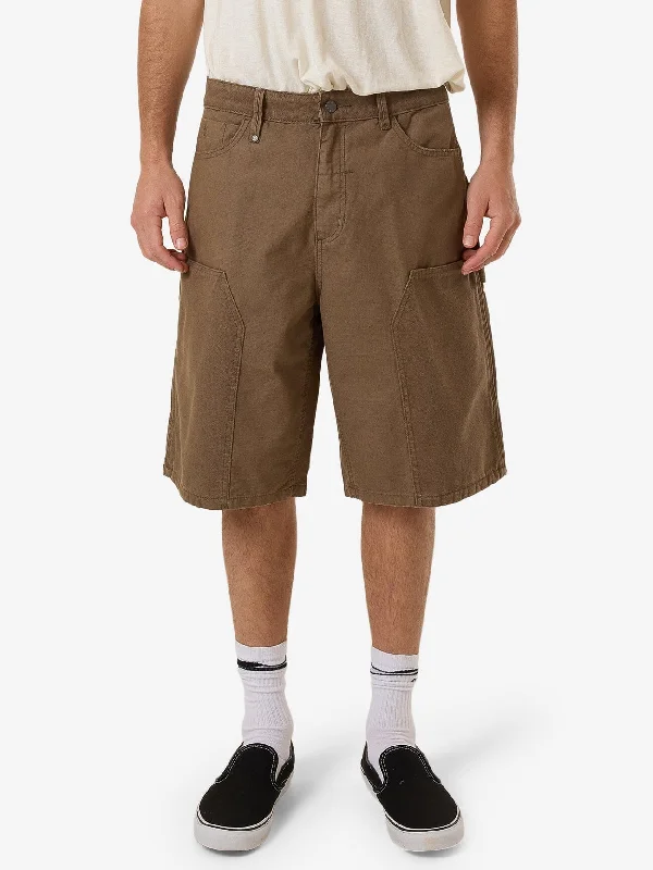 Airy Cotton Shorts-Carpenter Big Slacker Double Knee Short - Desert