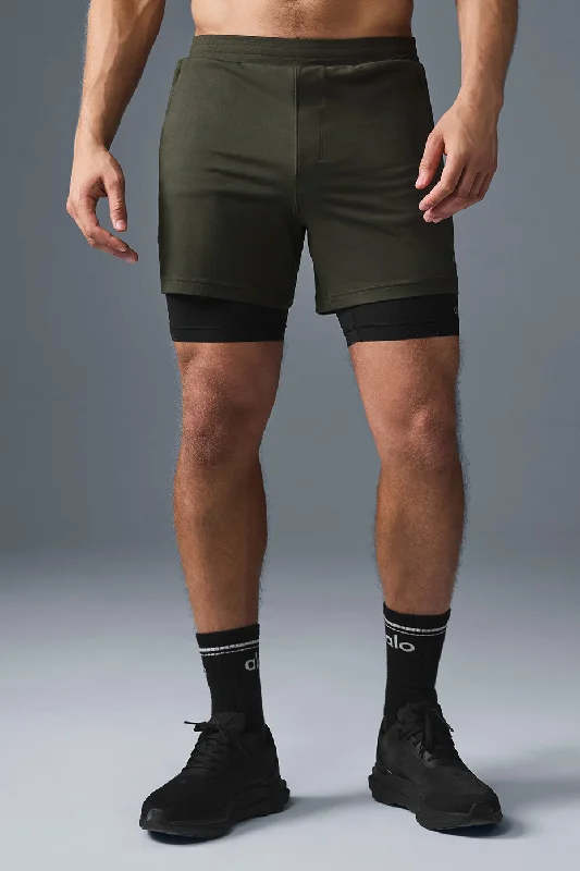 Quick-Dry Shorts-Conquer React 2-In-1 Performance Short - Stealth Green/Black