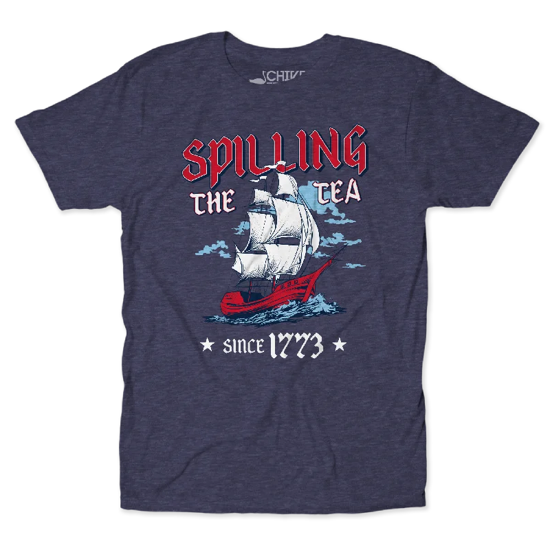 Linen T-Shirts-Spilling The Tea Unisex Tee