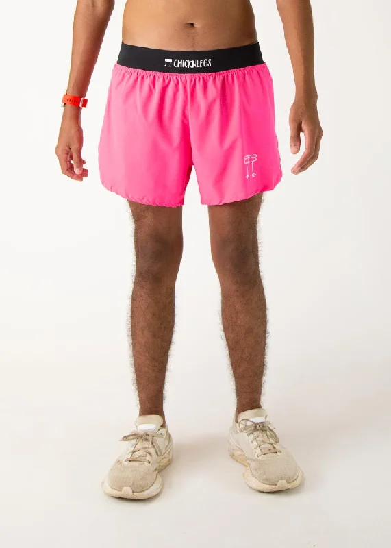 Lightweight Running Shorts-Men's Neon Pink 4" Half Split Shorts