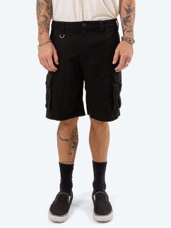 Workout Lounge Shorts-Slacker Union Cargo Short - Black