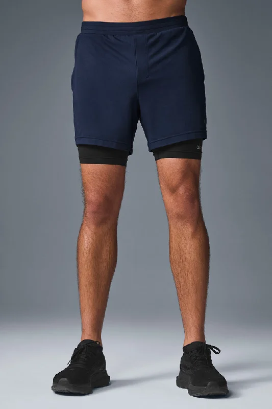 Breathable Cargo Shorts-Conquer React 2-In-1 Performance Short - Navy/Black