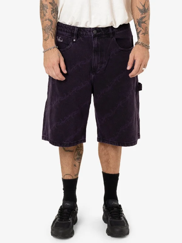 Comfortable Yoga Shorts-Thrills x Epokhe Big Slacker Denim Short - Black/Purple