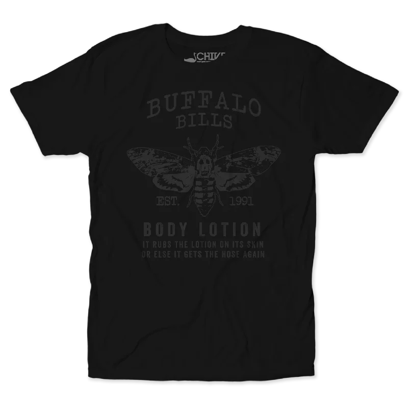 Eco-Friendly Graphic T-Shirts-Buffalo Bills Body Lotion Blackout Tee