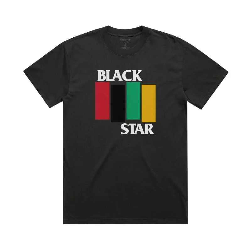 Soft Cotton T-Shirts-Black Star - Flag Shirt (Faded Black)