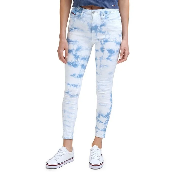 Active Pants-Tommy Jeans Women's Tie Dyed Skinny Ankle Jeans Blue Size 29