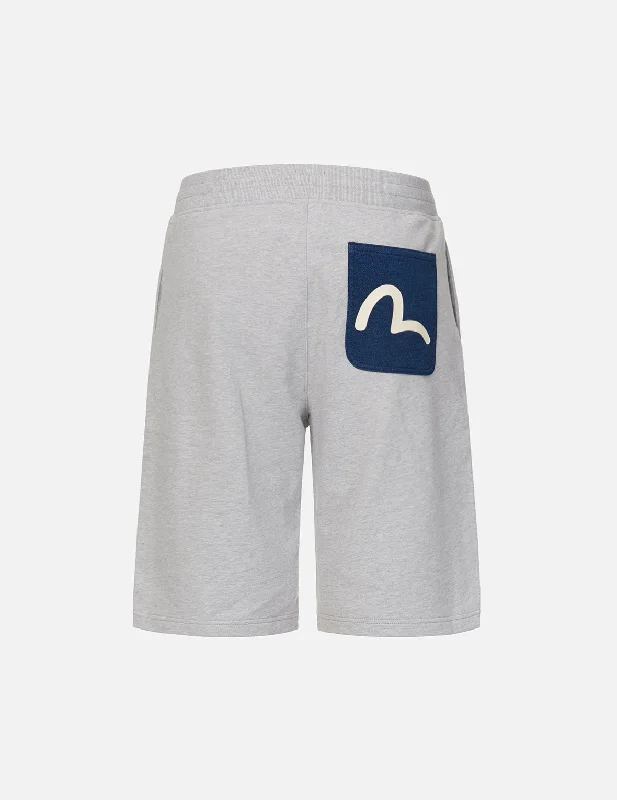 Lounge Shorts-Seagull Printed Pocket Sweat Shorts