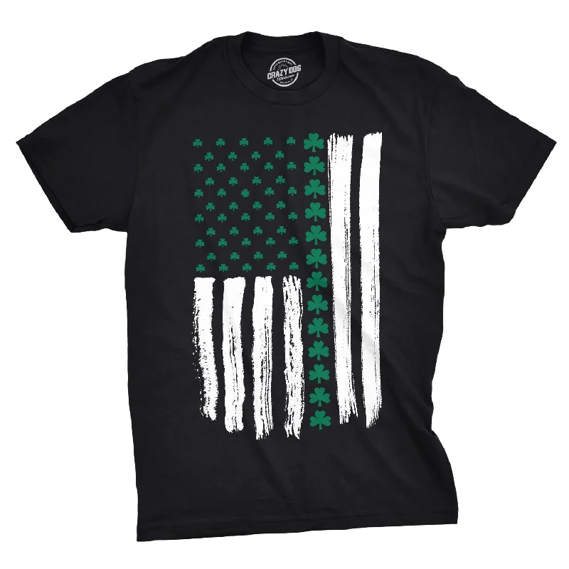 Funny Printed T-Shirts-Shamrock American Flag Men's T Shirt