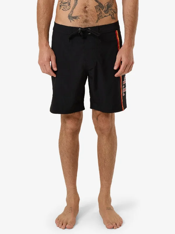 Patterned Denim Shorts-Never Stop Boardshort - Black