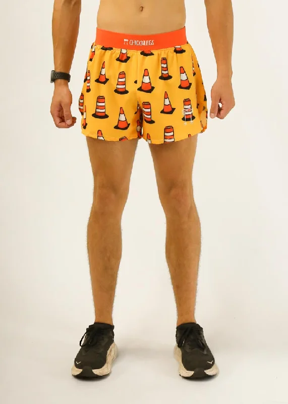 Sweat Shorts For Men-Men's Traffic Cones 4" Half Split Shorts