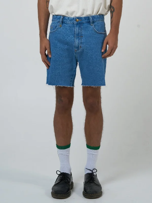 Distressed Shorts-Mandude Denim Short - Peel Blue