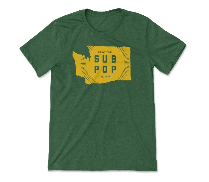 Urban Style T-Shirts-WA State Heather Forest w/Yellow T-Shirt