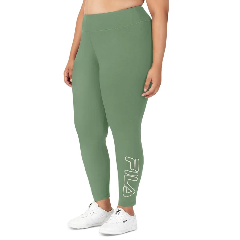 Casual Fit Pants-Fila Women's Strut Mid Rise Logo 7/8 Leggings Green