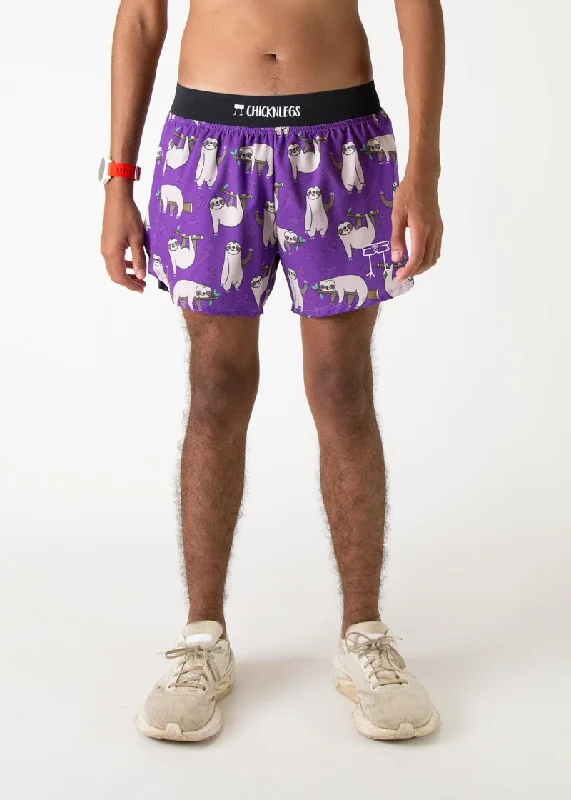 Running Compression Shorts-Men's Sloths 4" Half Split Shorts