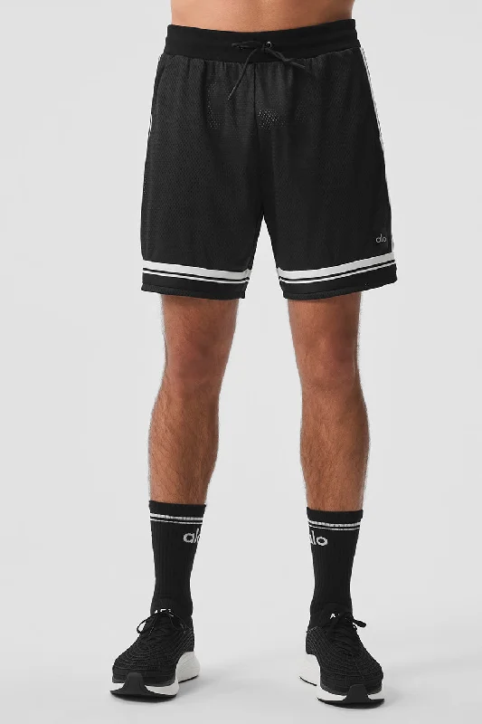 Stylish Denim Shorts-7" Key Mesh Basketball Short - Black