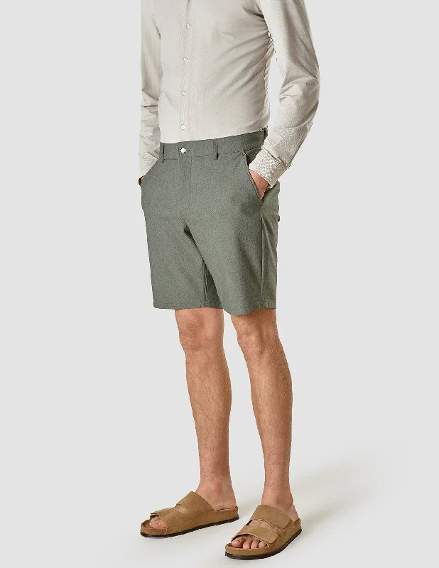 Distressed Shorts-Essential Shorts Green Melange