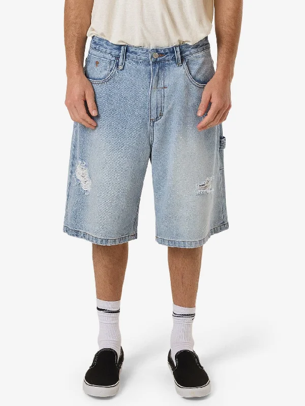 Cool Weather Shorts-Society Big Slacker Denim Short - Indigo Society