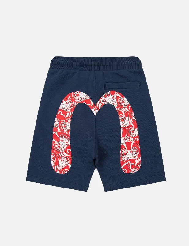 Stretch Shorts-Daruma Daicock Print Sweat Shorts