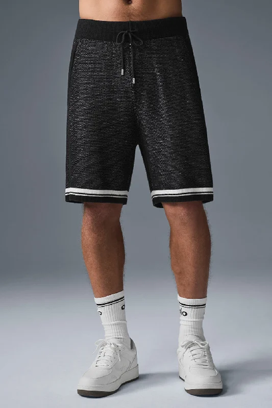 Plain Cotton Shorts-7" Sports Club Sweater Knit Basketball Short - Black