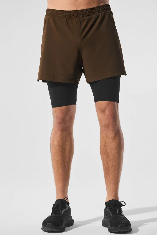 Performance Running Shorts-5" Revival 2-in-1 Short - Espresso/Black