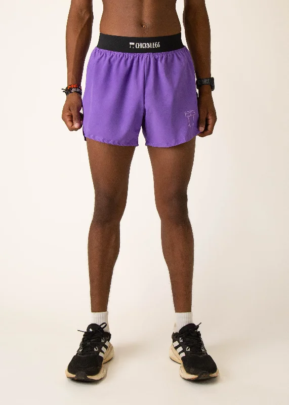 Summer Casual Chino Shorts-Men's Purple 4" Half Split Shorts