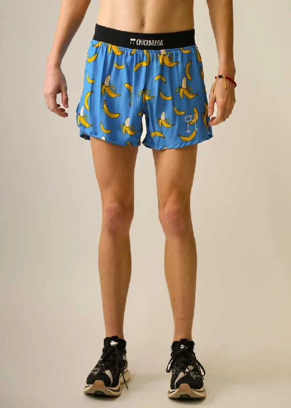 Cotton Shorts-Men's Blue Bananas 4" Half Split Shorts