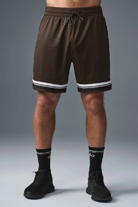 Running Shorts-7" Key Mesh Basketball Short - Espresso