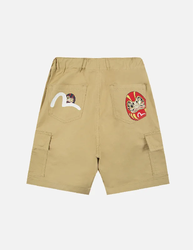 Plain Shorts-Daruma Buddies Print Cargo Shorts