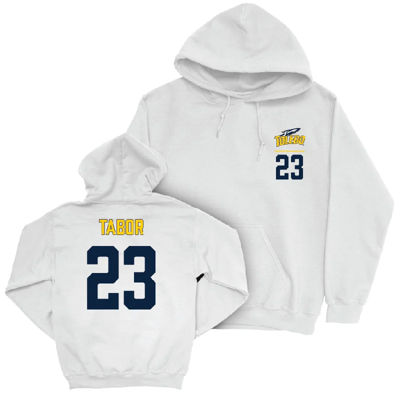 Comfy Casual Hoodies-Toledo Baseball White Logo Hoodie - Jacob Tabor | #23