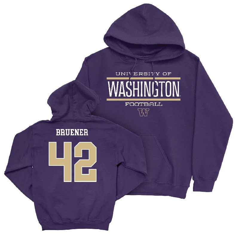 Athletic Zip Hoodies-Football Staple Purple Hoodie - Carson Bruener