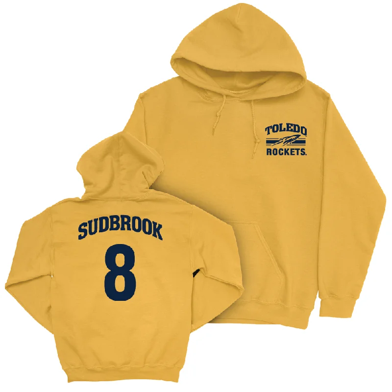 Hoodies With Cool Prints-Toledo Baseball Gold Victory Hoodie - Troy Sudbrook | #8