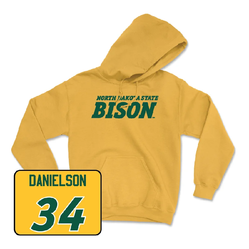 Casual Graphic Hoodies-Gold Baseball Bison Hoodie - Joey Danielson