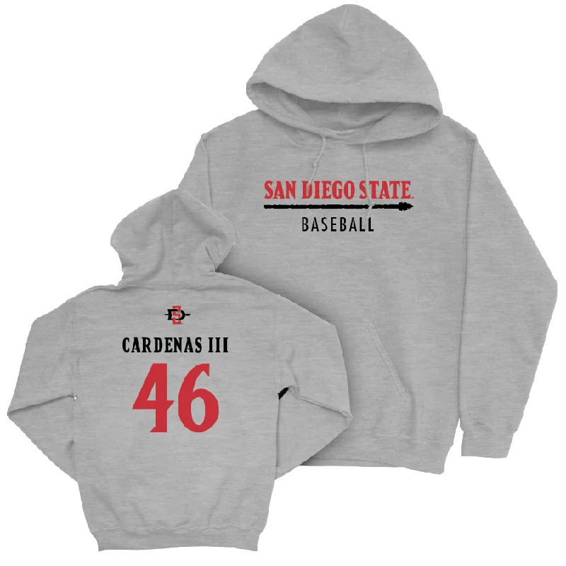 Eco-Friendly Hoodies-SDSU Baseball Sport Grey Classic Hoodie - Xavier Cardenas III #46