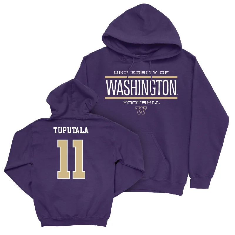 Soft Hoodie For Kids-Football Staple Purple Hoodie   - Alphonzo Tuputala