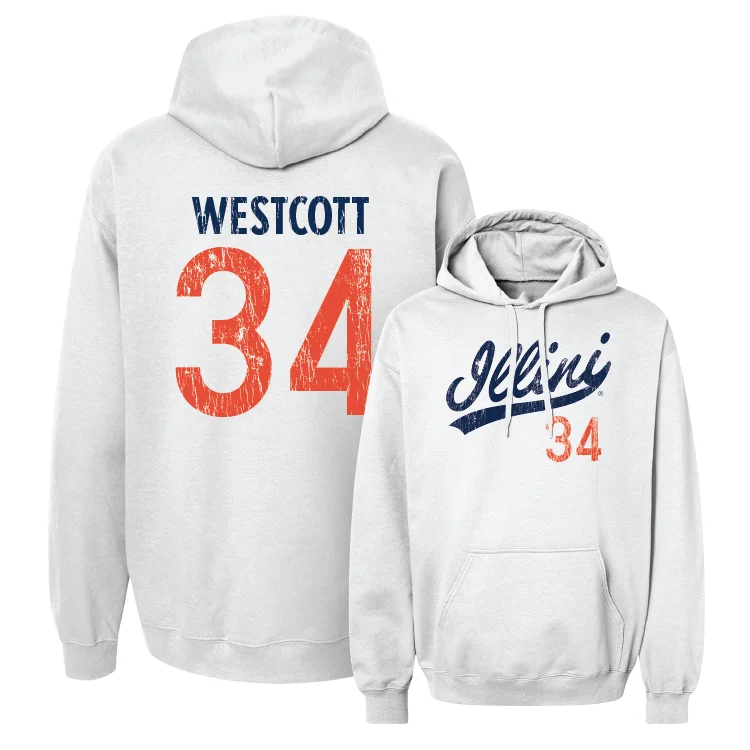 Relaxed Fit Hoodies-White Script Hoodie - Drake Westcott #34