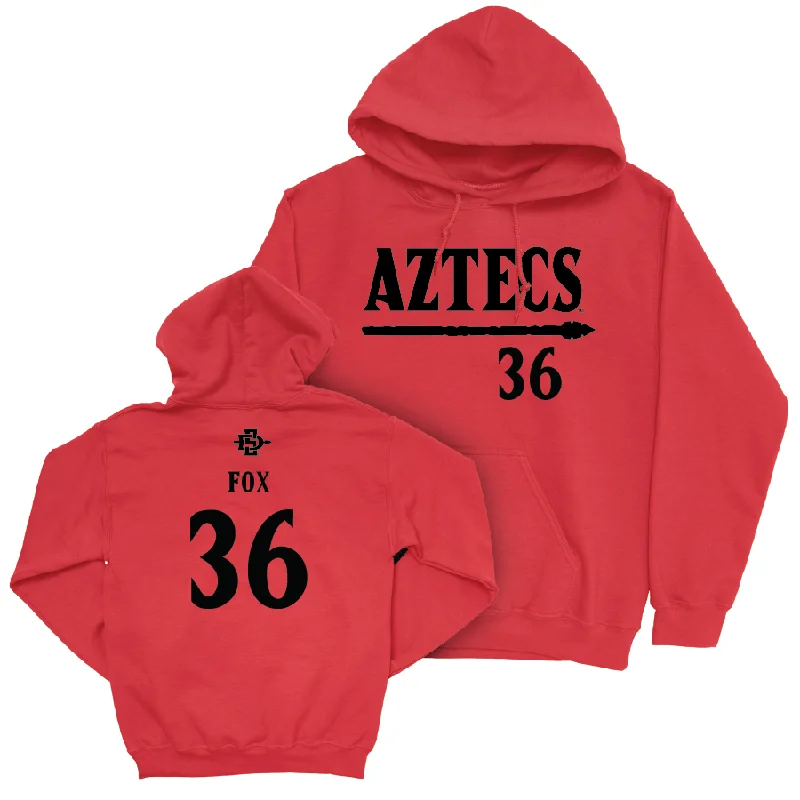 Designer Hoodies-SDSU Baseball Red Staple Hoodie - Trevor Fox #36