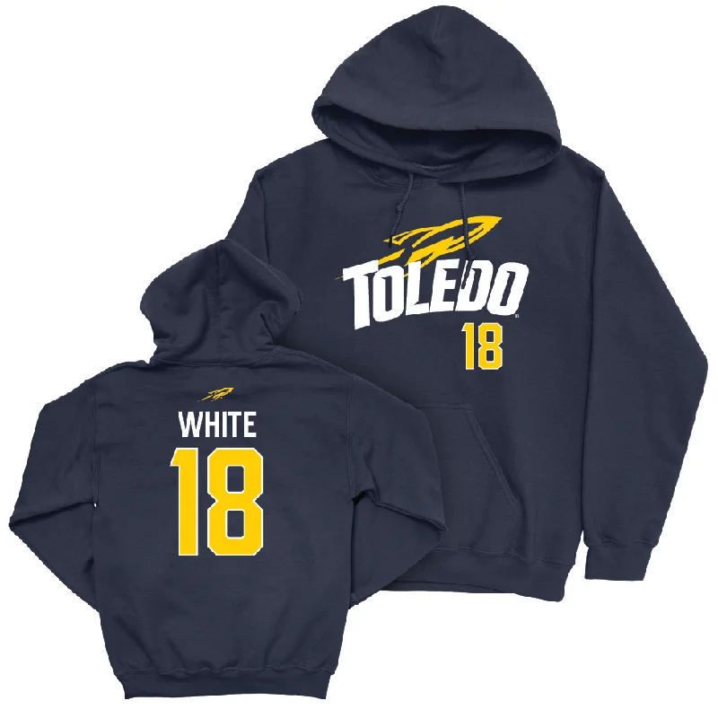 Fleece-lined Zip Hoodies-Toledo Baseball Navy Sideline Hoodie - Brayden White | #18