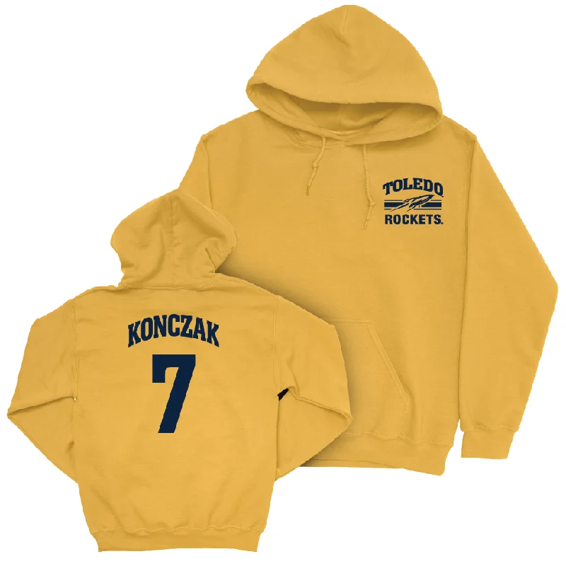 Affordable Hoodies-Toledo Baseball Gold Victory Hoodie - Caden Konczak | #7