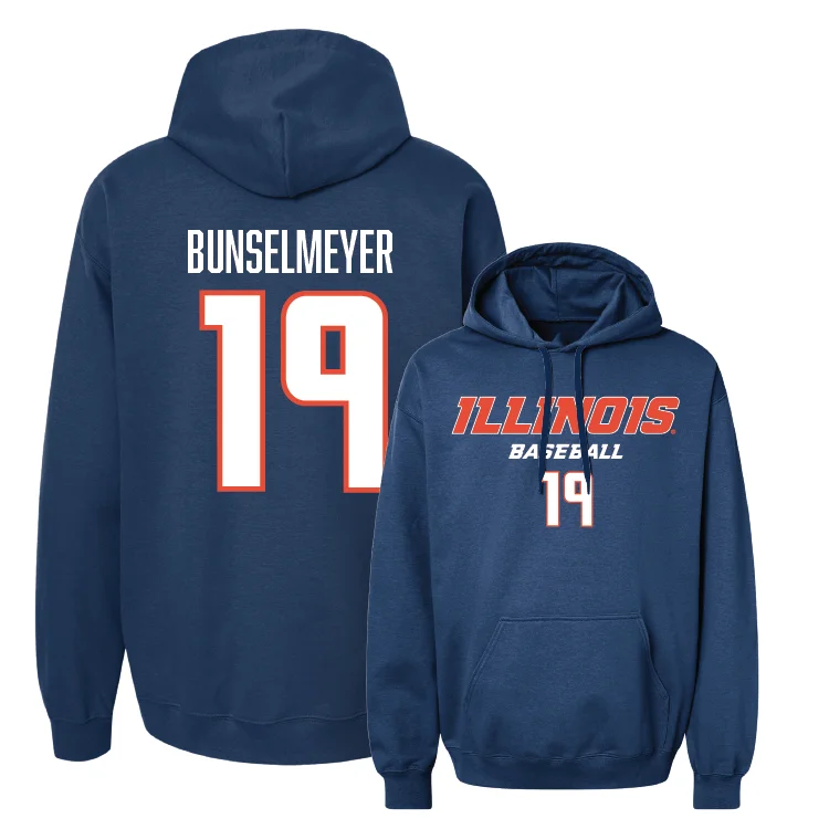 Custom Hoodie With Name-Navy Illinois Classic Hoodie - Korey Bunselmeyer #19