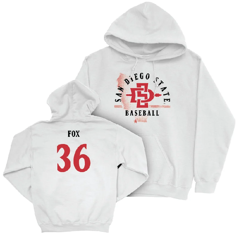 Comfortable Hoodies-SDSU Baseball White State Hoodie - Trevor Fox #36