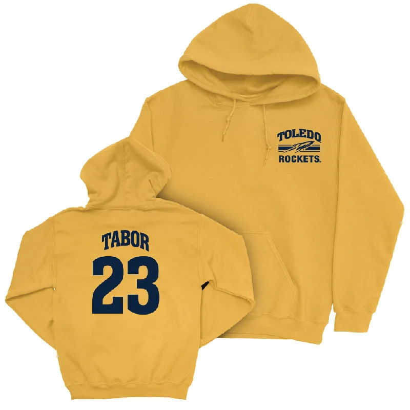 Designer Sweat Hoodies-Toledo Baseball Gold Victory Hoodie - Jacob Tabor | #23