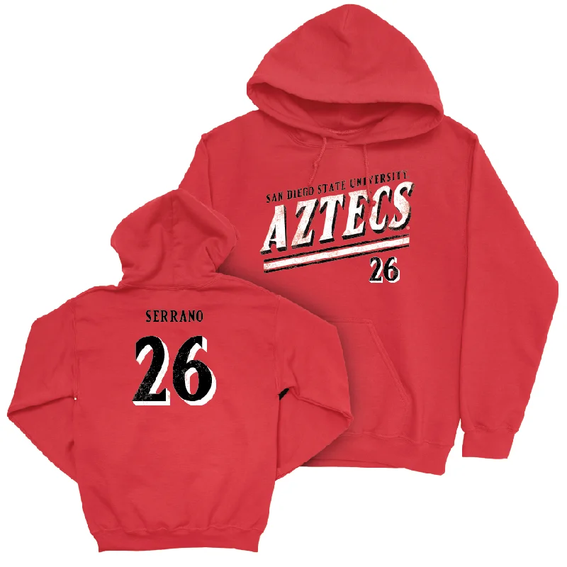 Hoodie For Summer-SDSU Baseball Red Slant Hoodie - Omar Serrano #26