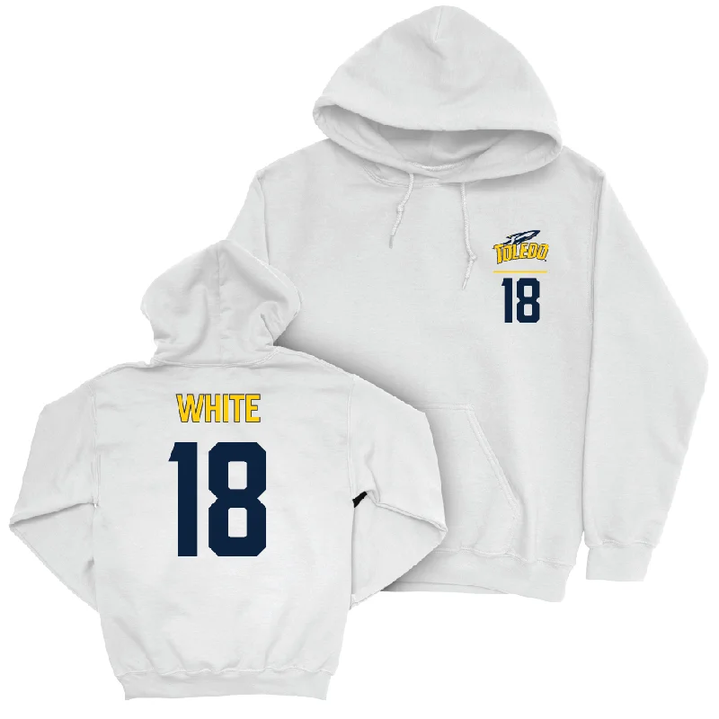 Lightweight Zip Hoodies-Toledo Baseball White Logo Hoodie - Brayden White | #18